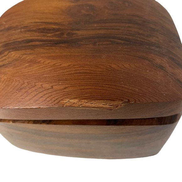 CALIFORNIA REDWOOD Trinket Box Jewelry Keepsake Ring Desk Vanity Handcarved 4x3 - Picture 3 of 10